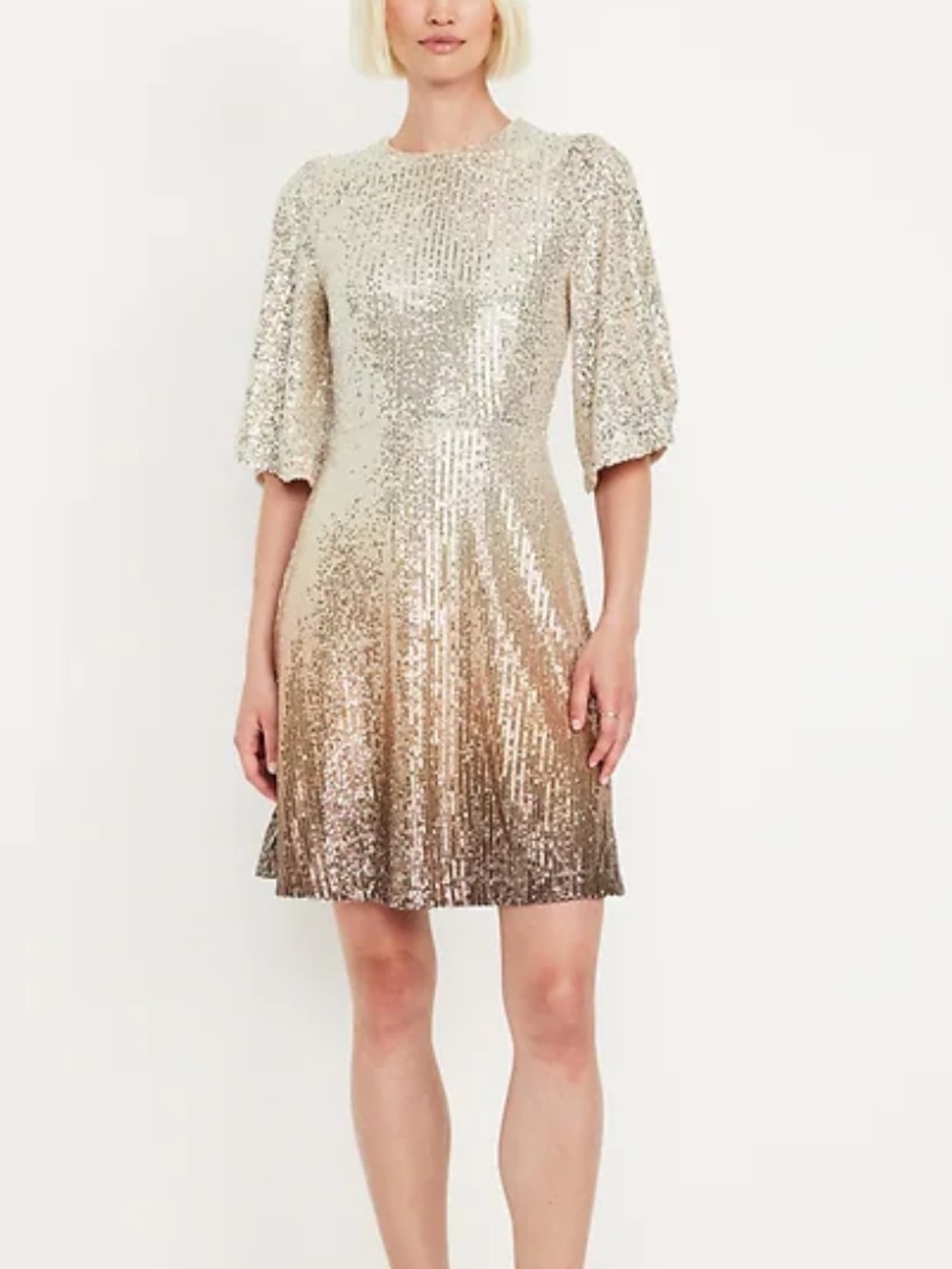 Old Navy Metallic Gold-to-Bronze Ombre Sequin Mini Party Dress NWT Large